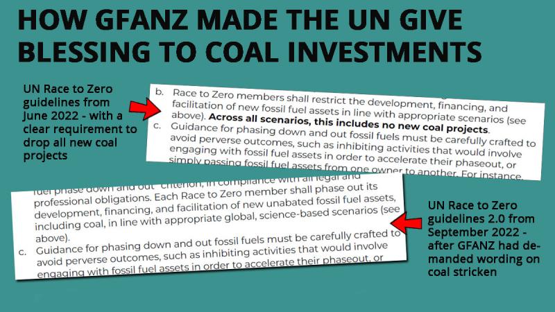 GFANZ made the Race to Zero Campaign strik wording on coal