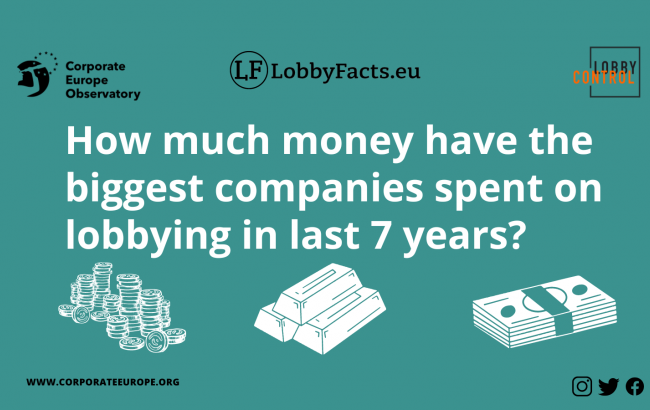 Corporate Europe Observatory  LobbyControl LobbyFacts.eu  How much money have the biggest companies spent on lobbying in last  7 years?