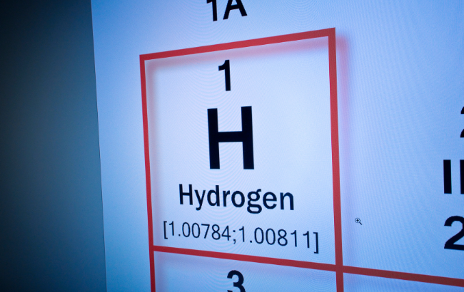 Image of the elements periodic table, focusing on the element hydrogen